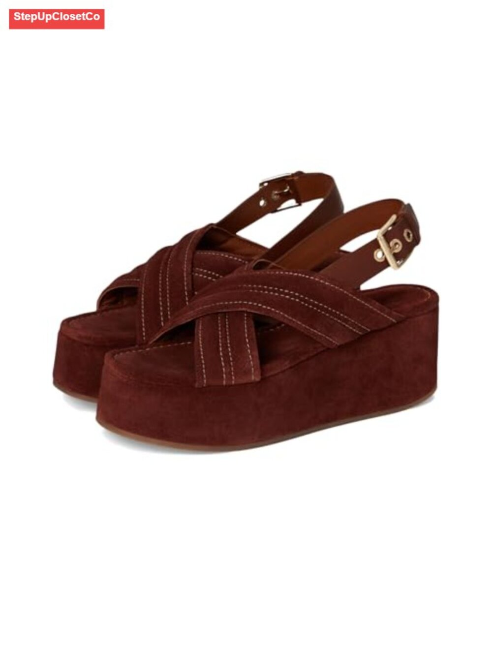 Slingback Platform Sandal Adjustable Suede Leather Lining Open Toe